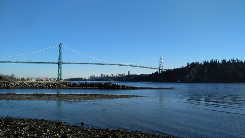 View of Lions Gate bridge from the seawall